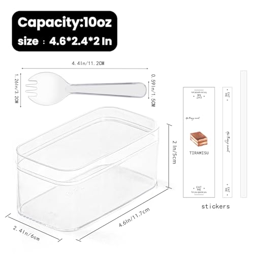 Plastic Dessert Cups with Lids and Sporks,Stickers,Tiramisu Containers,Cookie Containers,Clear Food Containers for Fruit,Pudding,Mousse, Tiramisu Cups With Lids (30pcs,Clear,4.6 * 2.4 * 2 in) - size: 4.6*2.4*2in