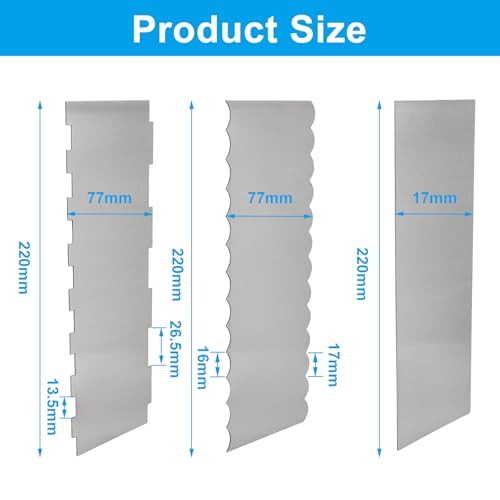 Cake Scraper, 3 Pack, 8.6 Inch, Stainless Steel