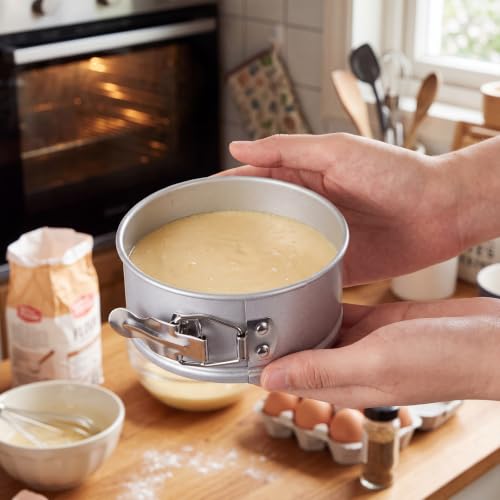 4 Pcs 4 Inch Non Stick Springform Pan with Removable Bottom Silver - color: Sliver, size: 4 Inch