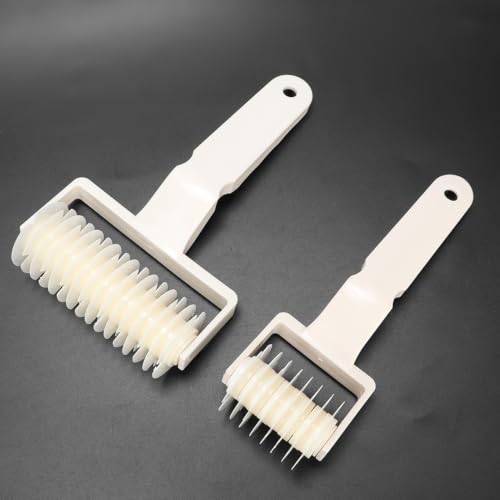 2Pcs Lattice Pastry Cutter Set, 70mm & 120mm Plastic Grid Dough Cutter Roller Baking Tool for Beef Wellington Cookie Pie Crust Pizza Bread