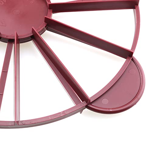RLECS Round Cake Divider and Pie Slicer - Equal Portion Cutter, Slice Marker, Baking Tool, Kitchen Utensil - Red, 10 or 12 Slices, Double Sided Cake Portion Marker