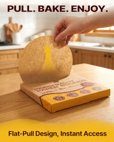 Katbite Unbleached Parchment Paper Rounds, Heavy Duty, 8 Inch 200Pcs - color: Brown, size: 8inch