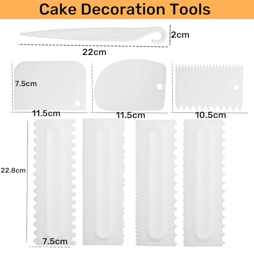 9 Pcs Cake Scraper Set for Cake Cream Baking Decorating (White)