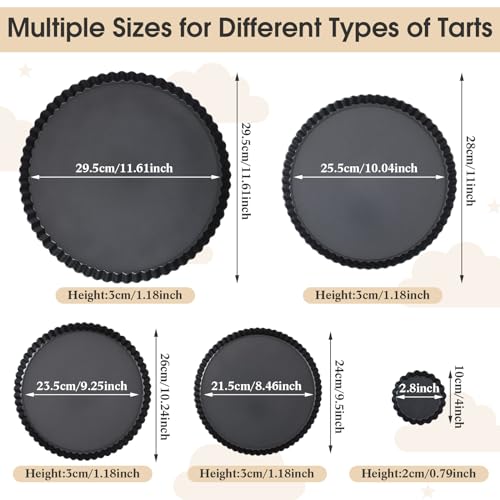 Ziliny 8 Pcs Tart Pan with Removable Bottom, Round Fluted Quiche Pans