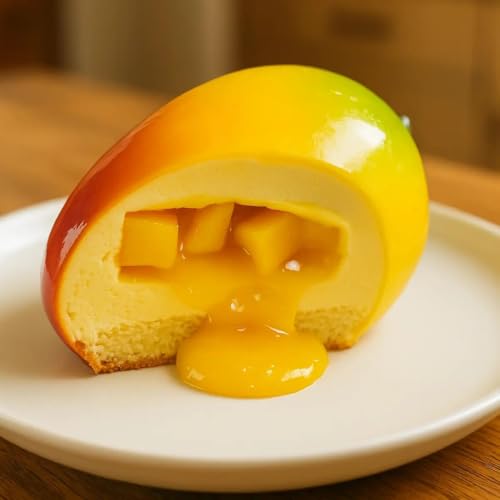 3D Mango Mold for Mousse Cake, Food-Grade Fruit Silicone Molds for Baking Pastry Mousse Cake, 4-Cavity Non-Stick Mango Shape Pudding Mold for DIY Pastry Dessert, Reusable - color: Mango