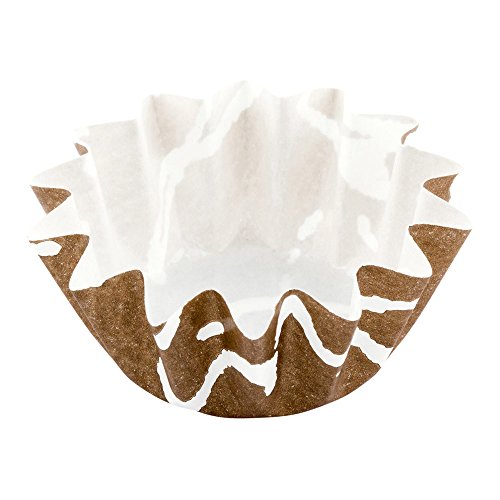 Restaurantware Panificio 0.4 Ounce Baking Cups 200 Flared Cupcake Liners - Oven-Ready Freezable Brown And White Paper Muffin Cases Disposable Chocolate Wisp For Wedding Parties Baby Showers - size: Small, style: Flared
