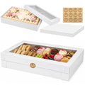 4 PCS 22x10x4inch White Rectangular Cake Boxes with Window and Cake Boards - size: White 22×10×4