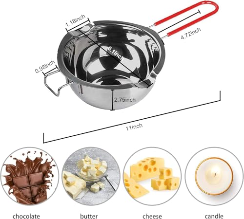 Stainless Steel Double Boiler Melting Pot, Double Boilers for Stove Top - size: 600 ml + 1600 ml