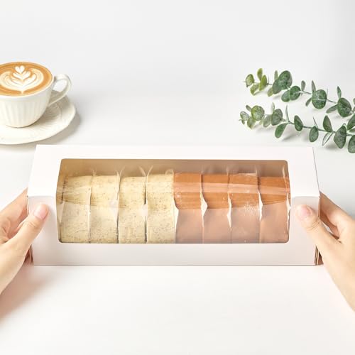 Roll Cake Boxes with Window, 12x4x3.5 Inches, 24 Pack