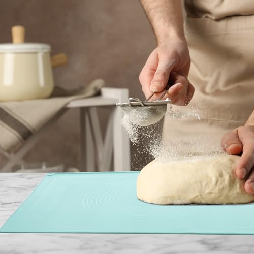 uxcell Silicone Pastry Mat, 19.7" x 15.8" Silicone Baking Mat with Measurements, Non-Stick Dough Rolling Mat for Making Pastry Cookies Bread Pizza Purple - color: Purple, size: 19.7"L x 15.7"W