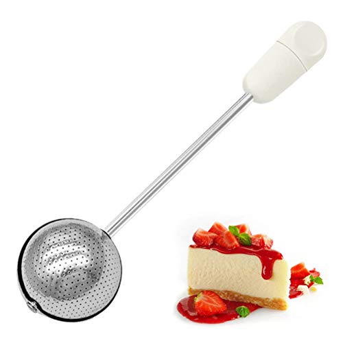 Stainless Steel Powdered Sugar Shaker Duster Flour Sifter Powder Duster Baking Powder Sifters for Baking Tools (White) - color: White