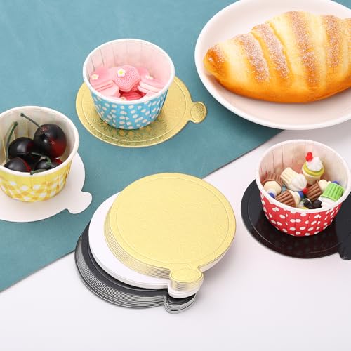 uxcell 300 Pcs Mini Cake Board w/Tab 3 Inch Cardboard Cake Base White - color: White, size: 3 Inch