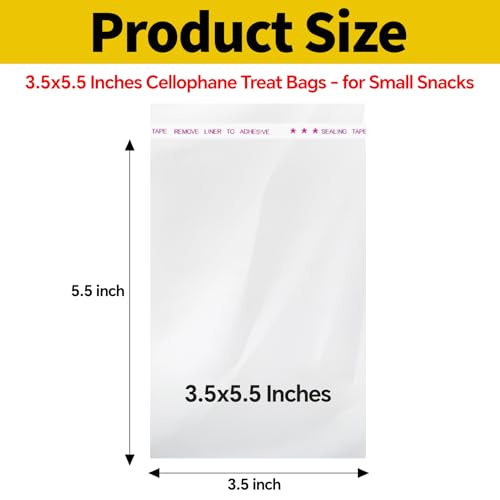 400 Pcs Cookie Bags 3.5x5.5 In Clear Cellophane Treat Bags, Self Sealing