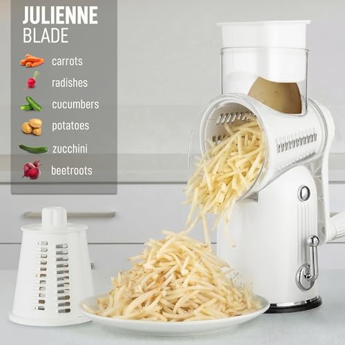 Rotary Cheese Grater Hand Crank, Vegetable Shredder - Classic White - color: 30 - White