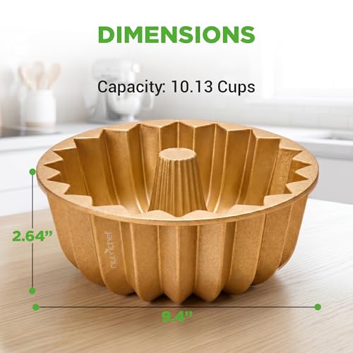 NutriChef Cake Pan - 10 Cups Die Cast Fluted Aluminum Cake Mold, Nonstick for Easy Release and Even Bake, Durable Design, Ideal for Desserts and Casseroles - style: Lines