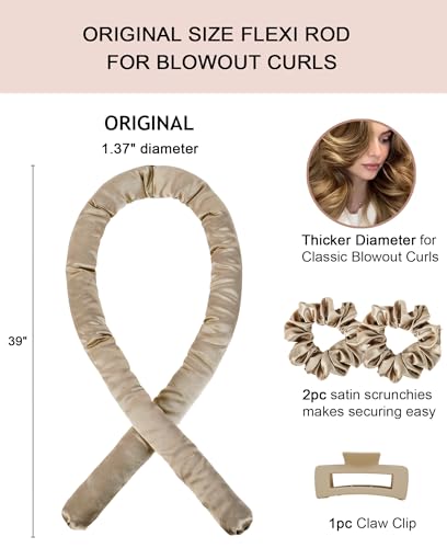Original Satin Heatless Curls Overnight Curling Rod Set - color: ORIGINAL Oat