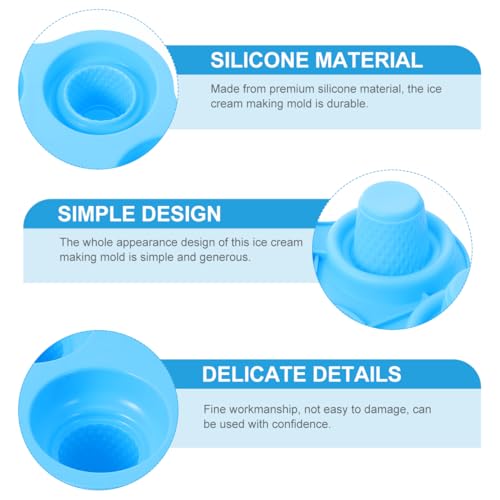 DOITOOL 6-Hole Silicone Ice Cream Mold for DIY Home Use, Blue