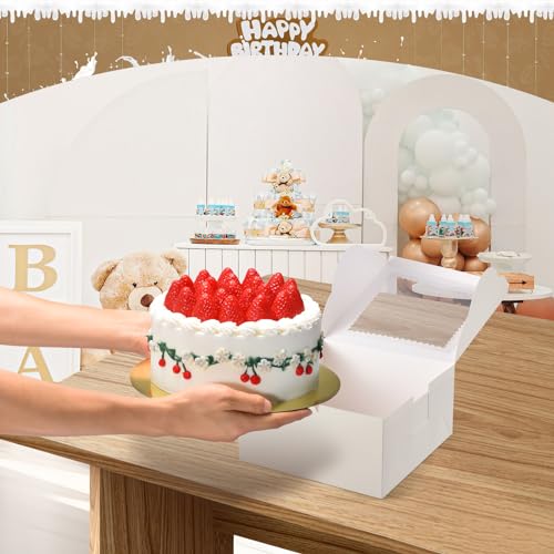 32Pcs 10 Inch Cake Boxes with Cake Boards (16Boxes & 16Boards) White - color: White
