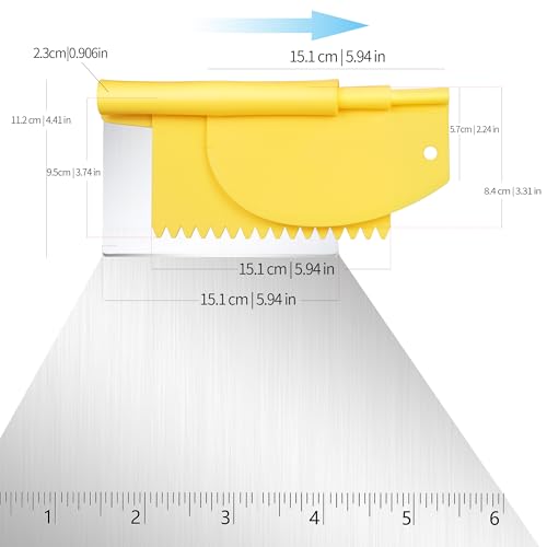 Suanyok Bench Dough Cutter-Flexible Plastic Bowl Scraper,Yellow - color: Yellow
