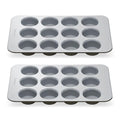 Caraway Non-Stick Ceramic-Coated 12-Cup Muffin Pan Duo - color: Black, size: 2x Muffin Pan (12 Cup)