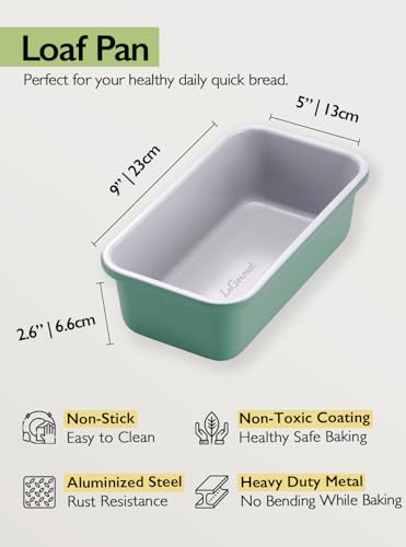 LeGourmet Nonstick Bread Loaf Pan 9 X 5 Inch, Ceramic Coating, Non-Toxic, Rust Resistant Aluminized Steel, Perfect 1 lb Baking Dish for Meatloaf, Pound Cake & Brownie (Rosemary) - color: Rosemary