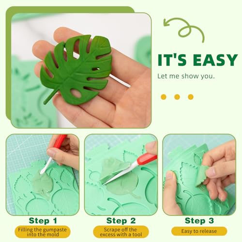 KALAIEN Leaf Molds Silicone,Leaves Chocolate Fondant Molds Set of 3 - color: 3 Pcs