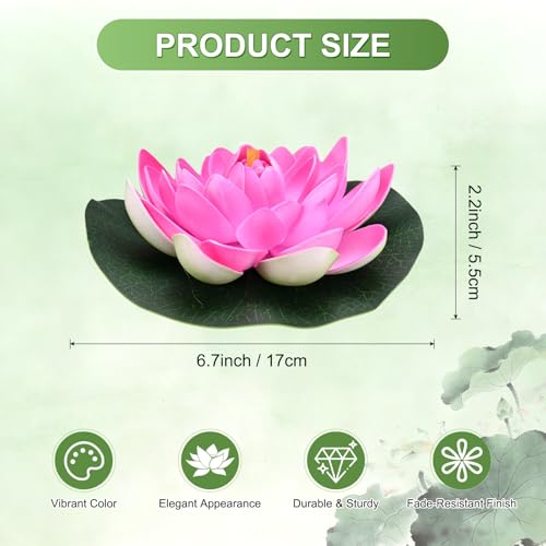 M METERXITY 1-Set Floating Lotus Flower 7 in Foam Garden, Artificial - color: Light Pink, size: 6.7 Inch