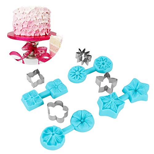 4 Sets Silicone Baking Molds with Cutter, Fondant Molds for Cake Decorating Flowers