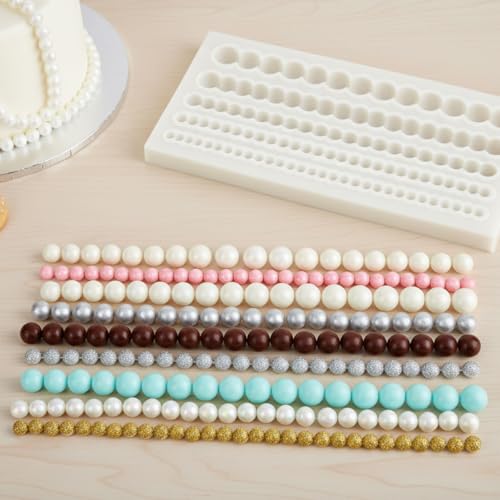 Pearl Fondant Molds, Silicone Cake Decoration Mold Pearls Chain