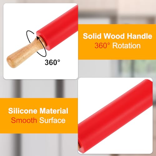 uxcell 7.5 Inch Silicone Rolling Pin Small Dough Roller Red - color: Red, size: 7.5 Inch