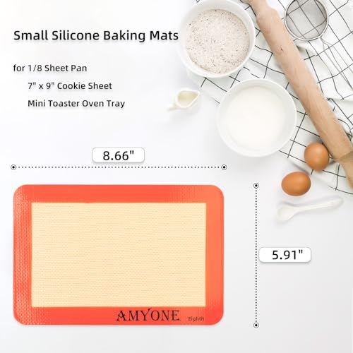 AMYONE 1/8 Sheet Silicone Baking Mats for 9x7" Toaster Oven, Platinum, 2PCS - size: 8.7"L x 5.9"W
