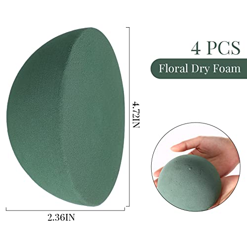 Boao 4 Pcs Half Ball Floral Foam Block 4.72 x 2.36 Inch Green Wet Dry Flower Foam Balls Large Flower Craft for Wedding Fresh and Artificial Flowers Plant Bouquet Arrangement DIY Craft - size: 4.72 x 2.36 Inch