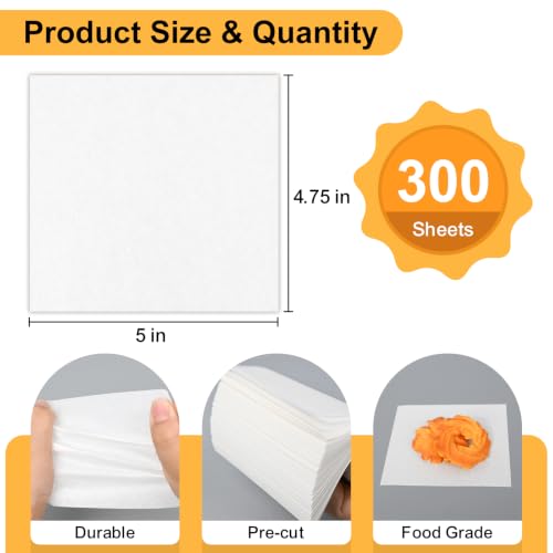 EcoDispose 300 Sheets Non-Stick Hamburger Patty Paper, 5" x 4.75", White - color: White, size: 5"×4.75" Square