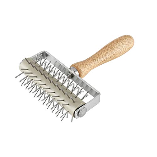 Homemade Stainless Steel Pizza Cake Pie Bread Pastry Baking Tool Dough Docker Needle Roller Wheel - color: Yellow-1