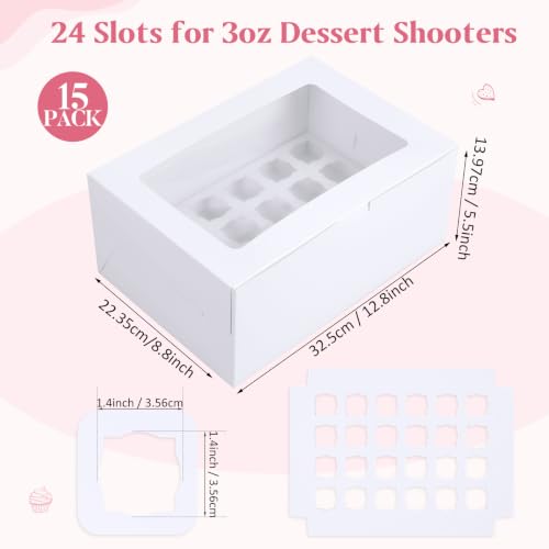 15 Pack Dessert Shooter Box with Window, 24 Count 3 oz, White - color: White, size: 24 Count 3 oz