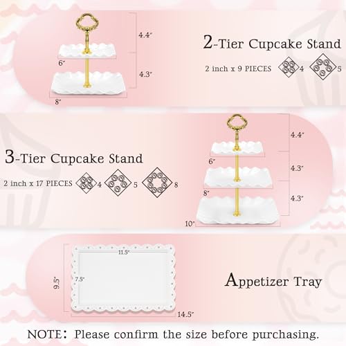 NWK 5-Piece Cupcake Stand & Appetizer Trays Set (Square, Gold) - color: Gold
