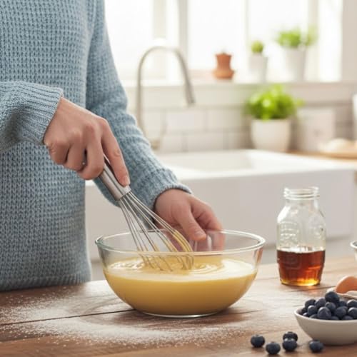 Soro Essentials- 10" Stainless Steel French Whip Whisk with Thick Rigid Wire- Wire Whisk Kitchen Whisk Balloon for Whisking Cooking Beating Blending Stirring Ingredients Mixing Sauces Baking Cake - size: 10 Inch