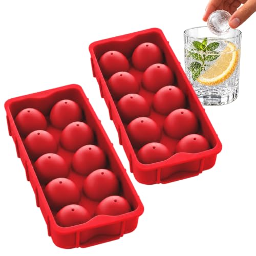 HIC Kitchen Cannonball Silicone Ice Cube Tray, Set Of 2, Large Spheres - size: 20 Large Ice Balls