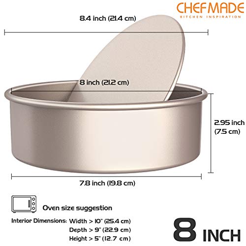 CHEFMADE Round Cake Pan, 8-Inch with Removable Loose Bottom - color: Champagne Gold, size: 8-inch