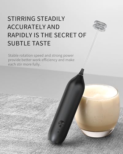 CIRCLE JOY Rechargeable Milk Frother Handheld, Coffee Frother Wand Drink Mixer with Stainless Steel Whisk for Coffee, Cappuccino, Lattes, Frappe, Matcha and Hot Chocolate, Black - color: Black