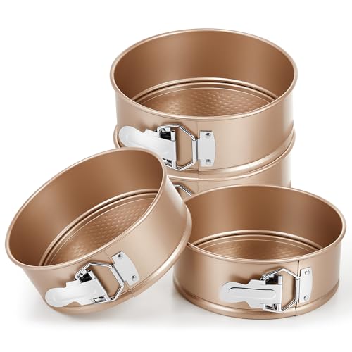 4 Pcs 7 Inch Nonstick Springform Cheesecake Pan with Removable Bottom - color: Champagne Gold, size: 7 Inch