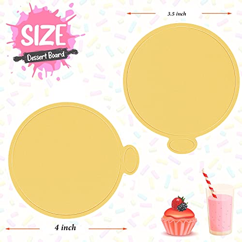 WANBAO 200 Pcs 4 Inch Round Mini Cake Boards Mousse Cupcake Base, Gold 9cm - size: 4 Inch (200 count)