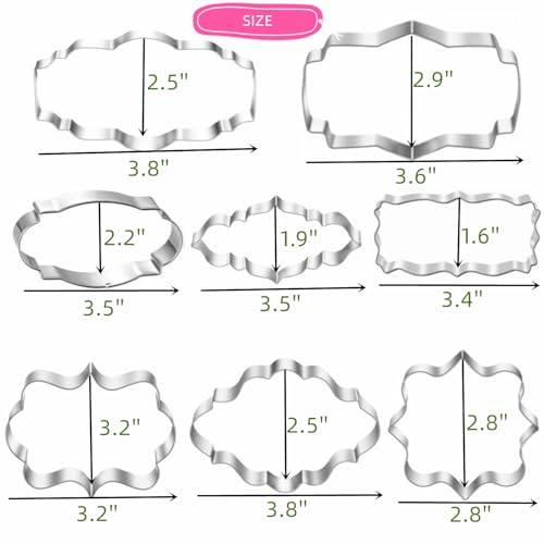 8 Pieces Plaques and Frames Cookie Cutters Set, Stainless Steel - color: frame-8p