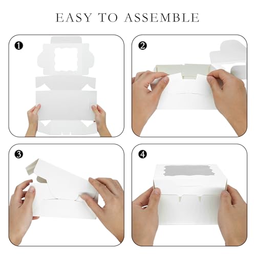 100pcs Cookie Boxes 5x5x2.5 Inch Bakery Boxes with Window Treat Box