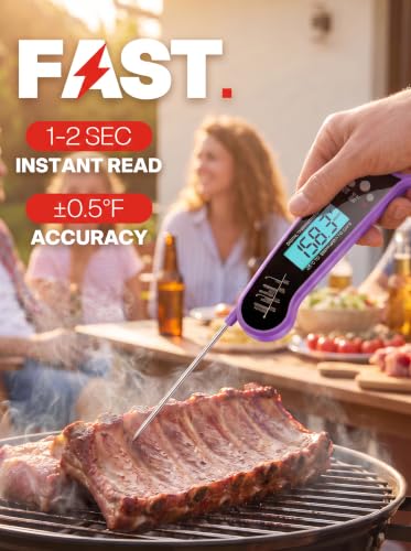Meat Thermometer Digital, Instant Read, Food, Cooking, Grilling - color: Purple