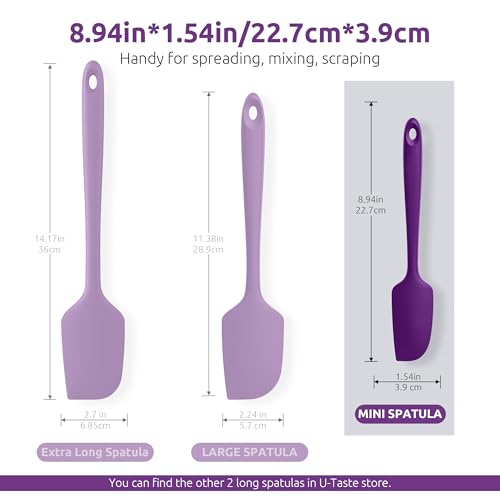 U-Taste Small Mini Silicone Spatula, 9in Rubber Jar Bowl Scraper, Purple - color: Purple