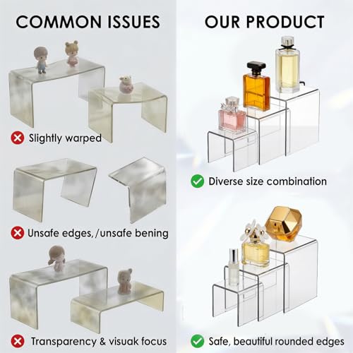 Fixwal 2 Set Clear Acrylic Display Risers Cupcake Stands