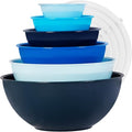 BoxedHome BPA Free Plastic Round Mixing Bowl with Lids, 12 Pack Nesting Bowls with Lids Set, Microwave and Dishwasher Safe Prep & Serving Bowls Great for Mixing, Baking, Serving (Blue, 12pcs) - color: Blue