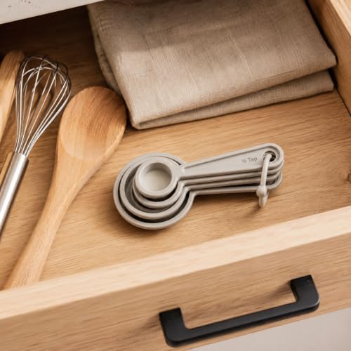 French Culinary Institute Premium 4-Piece Collapsible Measuring Spoon Set, Gray
