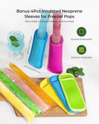8PCS Ice Cream Cone Holder & Popsicle Sleeve Set - style: 8Pack( 4Pcs Silicone Ice Cream Cone Holders + 4Pcs Neoprene Popsicle Sleeves)